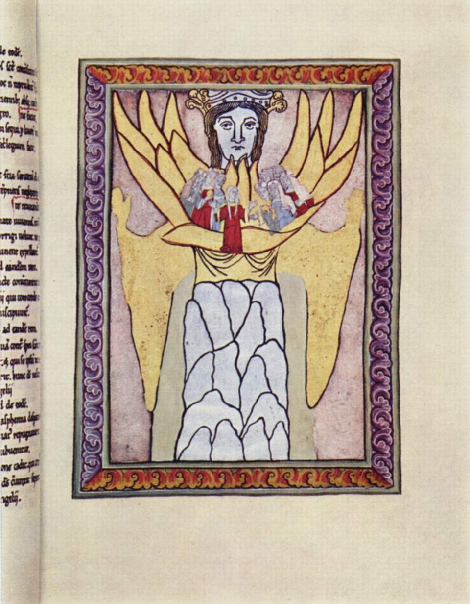 Hildegard's vision of the cosmos as concentric spheres with the four elements held in divine order